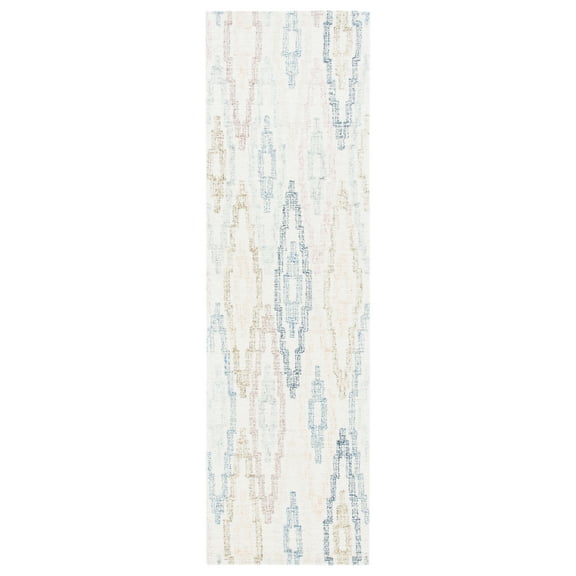 SAFAVIEH Rodeo Drive Bryanne Geometric Runner Rug, Ivory/Blue, 2'3" x 8'