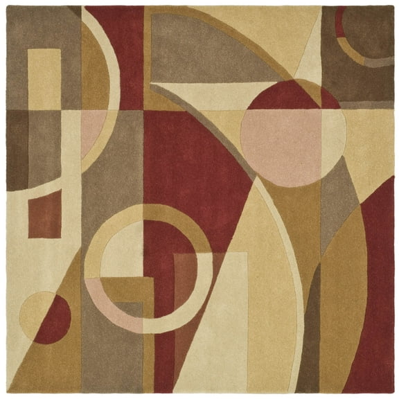 SAFAVIEH Rodeo Drive Clarissa Abstract Geometric Wool Area Rug, Beige/Multi, 8' x 8' Square
