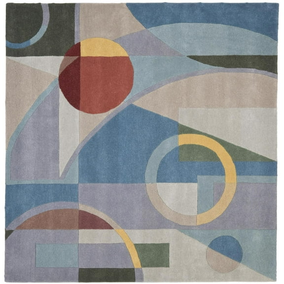 SAFAVIEH Rodeo Drive Clarissa Abstract Geometric Wool Area Rug, Blue/Multi, 6' x 6' Square