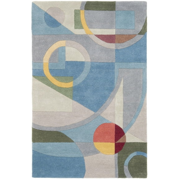 SAFAVIEH Rodeo Drive Clarissa Abstract Geometric Wool Area Rug, Blue/Multi, 8' x 11'