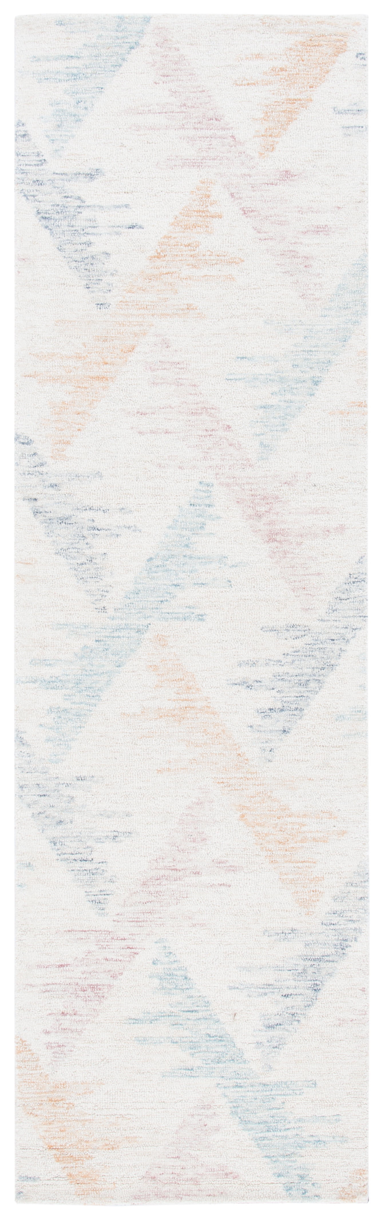 Ivory and Blue Hand-Tufted Wool Runner Rug 2'3" x 8'