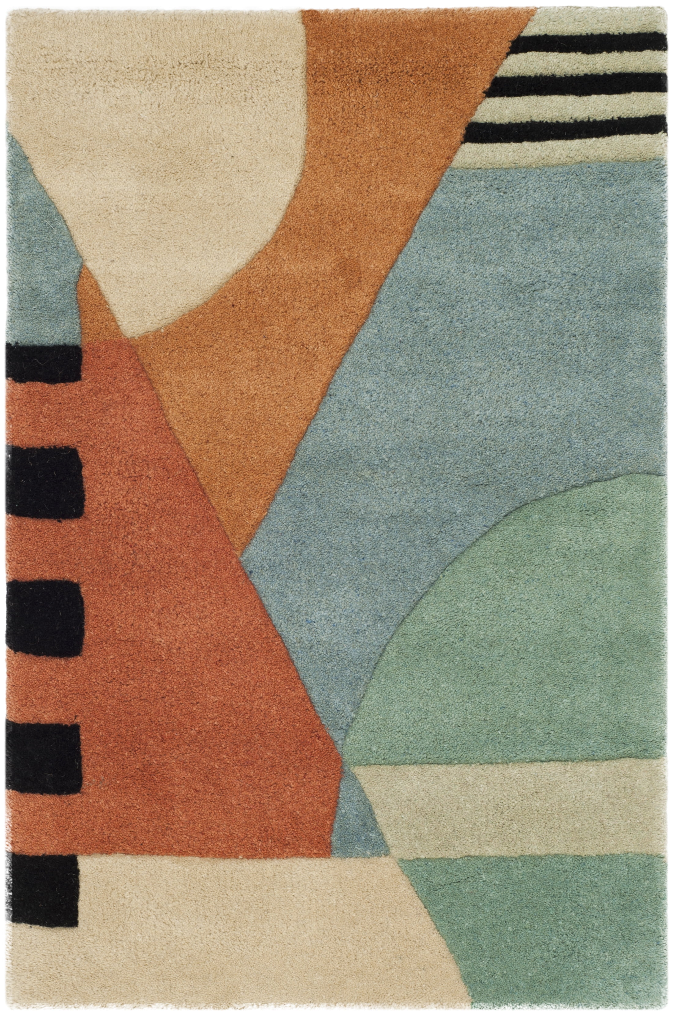 Gold and Multicolor Hand-Tufted Wool Area Rug, 2'6" x 4'