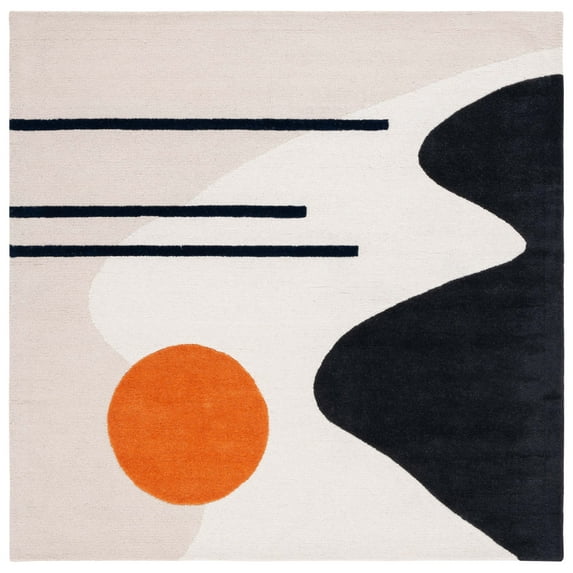 SAFAVIEH Rodeo Drive Corine Abstract Area Rug, Beige/Black, 6' x 6' Square