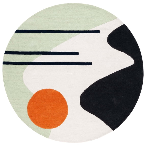SAFAVIEH Rodeo Drive Corine Abstract Area Rug, Green/Black, 6' x 6' Round