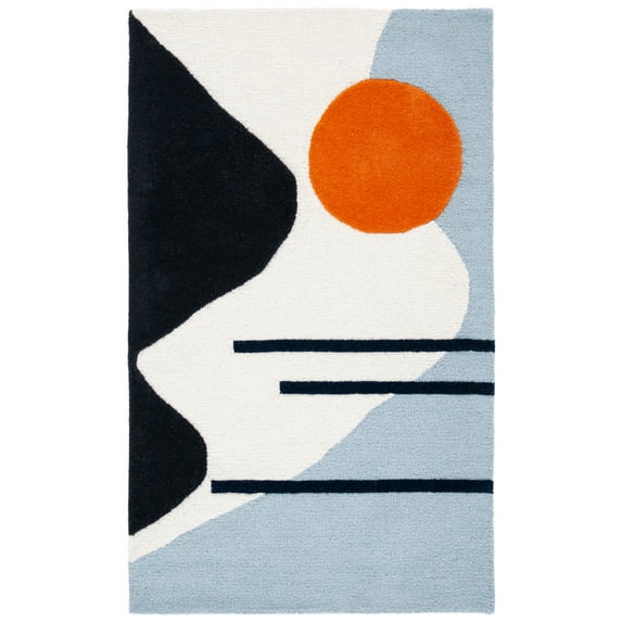 SAFAVIEH Rodeo Drive Corine Abstract Area Rug, Ivory/Blue, 2'3" x 4'