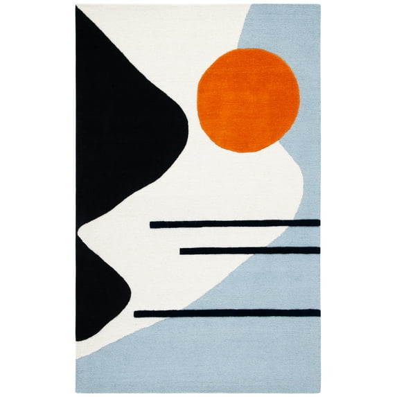 SAFAVIEH Rodeo Drive Corine Abstract Area Rug, Ivory/Blue, 5' x 8'