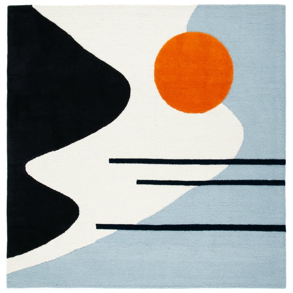 SAFAVIEH Rodeo Drive Corine Abstract Area Rug, Ivory/Blue, 8' x 8' Square