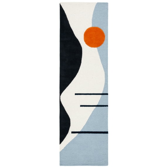 SAFAVIEH Rodeo Drive Corine Abstract Runner Rug, Ivory/Blue, 2'3" x 6'
