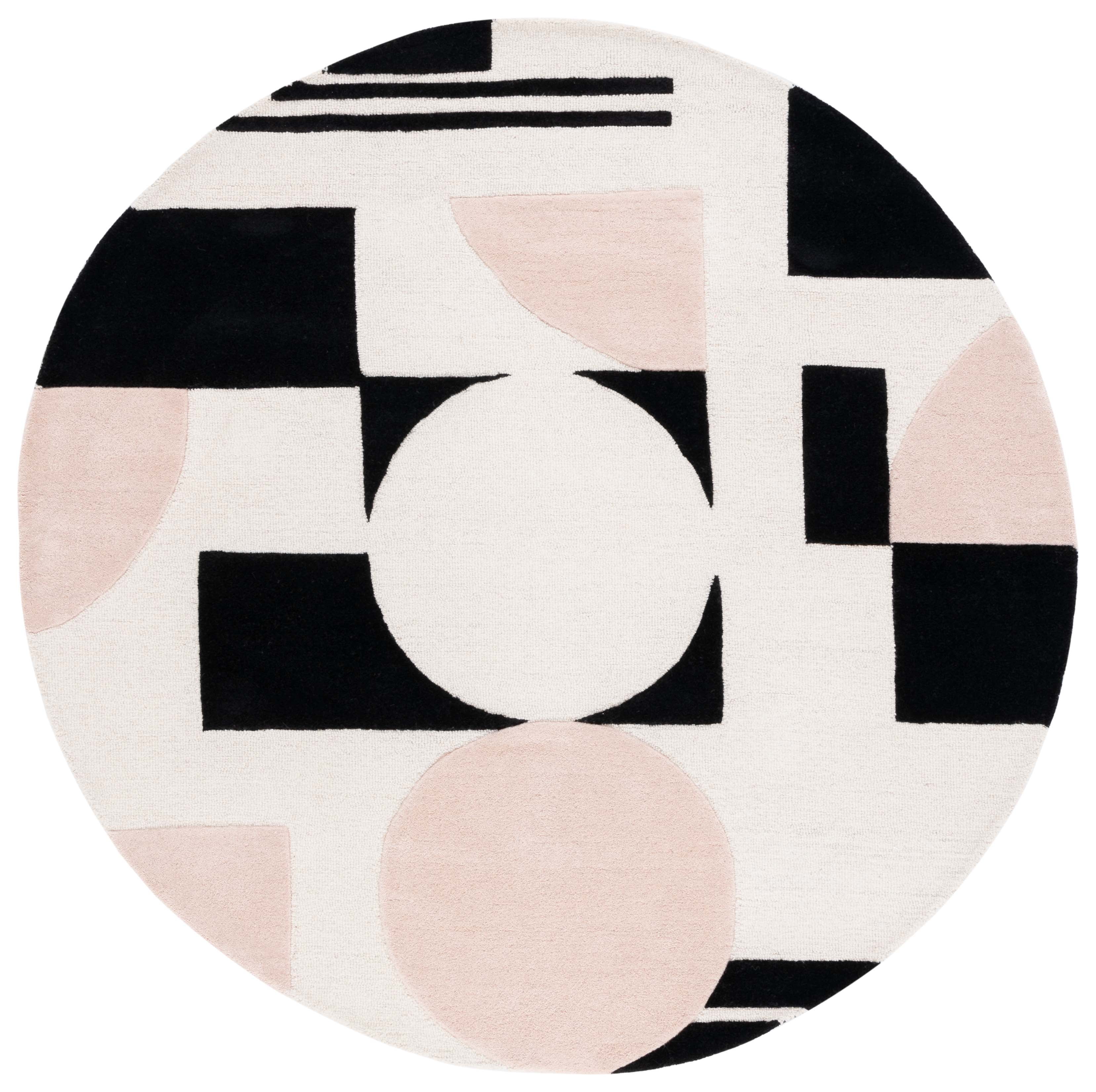 SAFAVIEH Rodeo Drive Darien Abstract Area Rug, Blush/Black, 6' x 6' Round