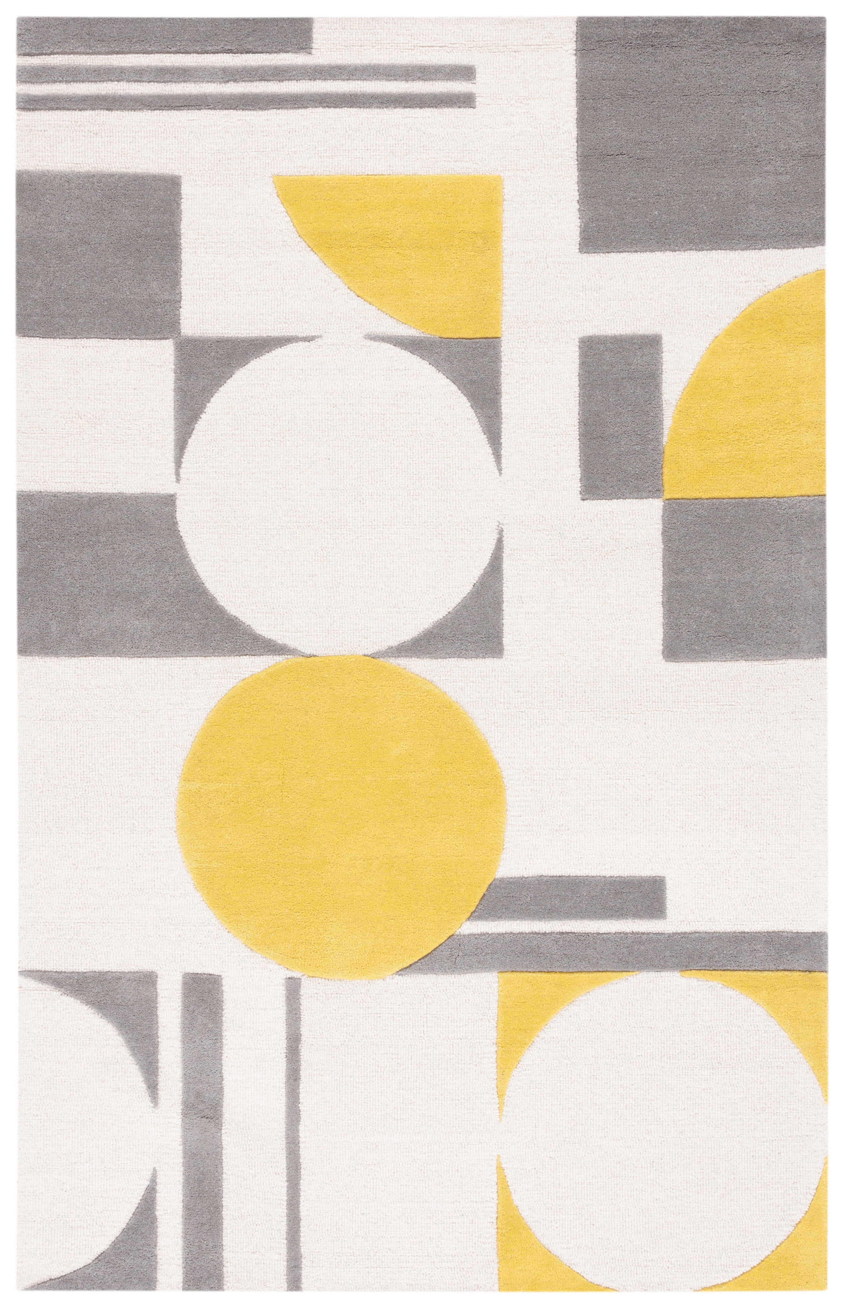 Gray and Yellow Hand-Tufted Wool 6' x 9' Area Rug