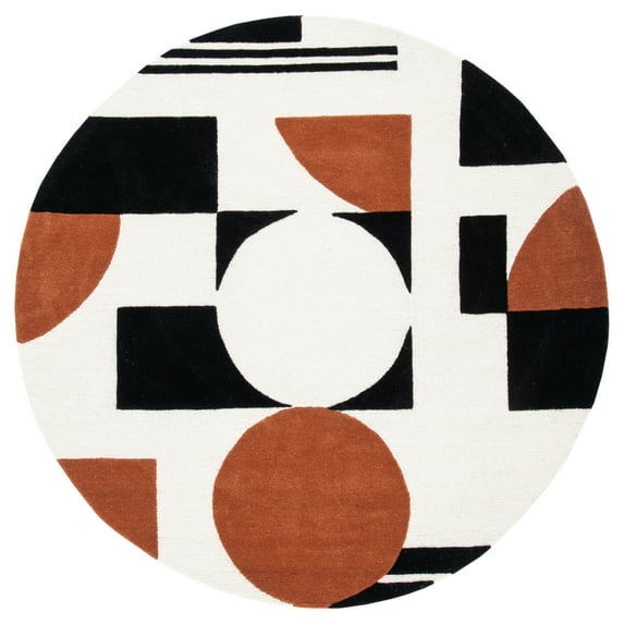 SAFAVIEH Rodeo Drive Darien Abstract Area Rug, Ivory/Black, 6' x 6' Round
