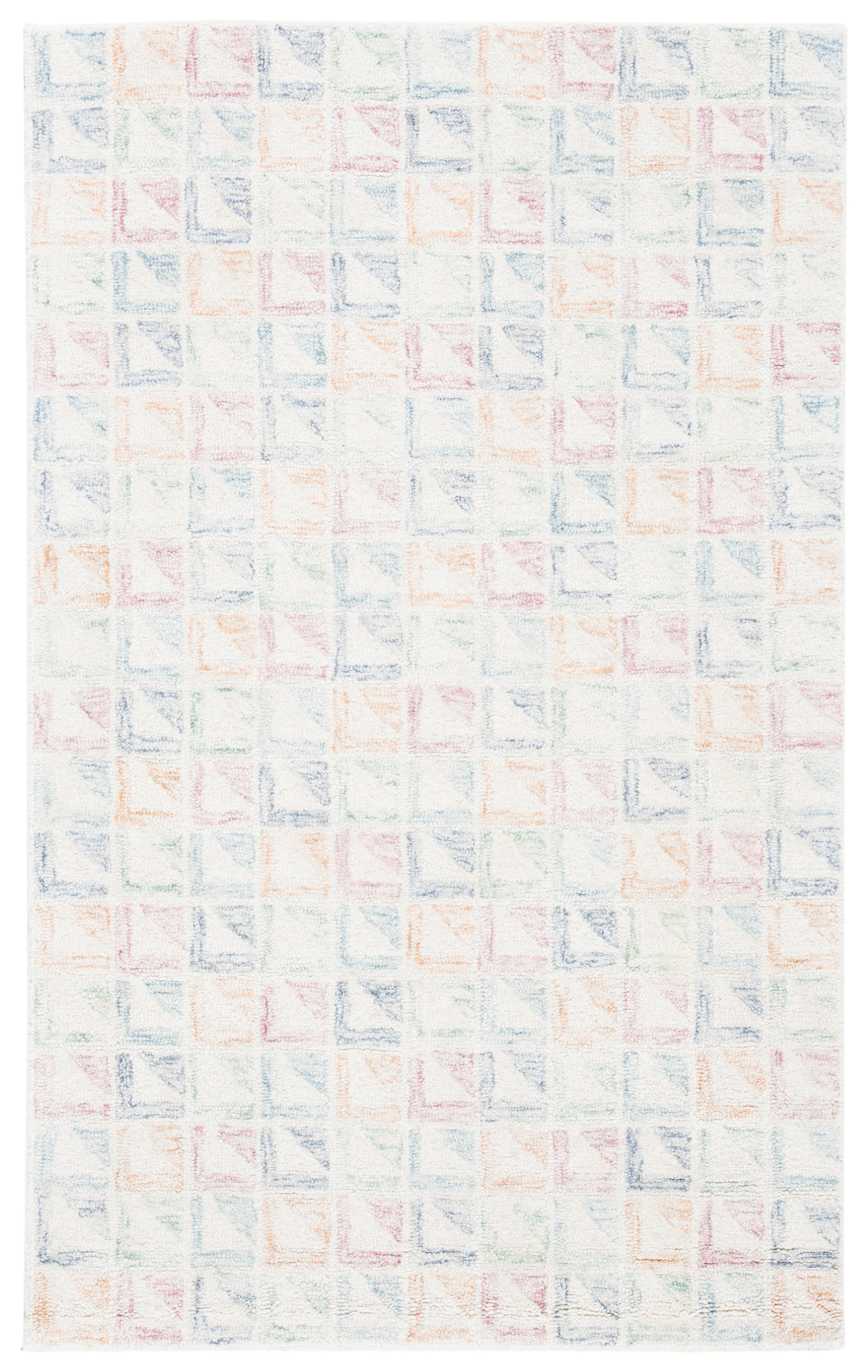 Ivory and Blue Hand-Tufted Wool 4' x 6' Rug