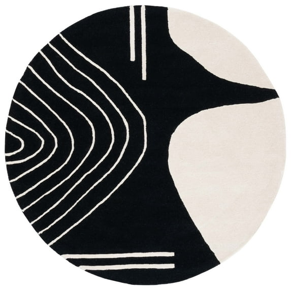 SAFAVIEH Rodeo Drive Dusan Abstract Area Rug, Black/Ivory, 6' x 6' Round