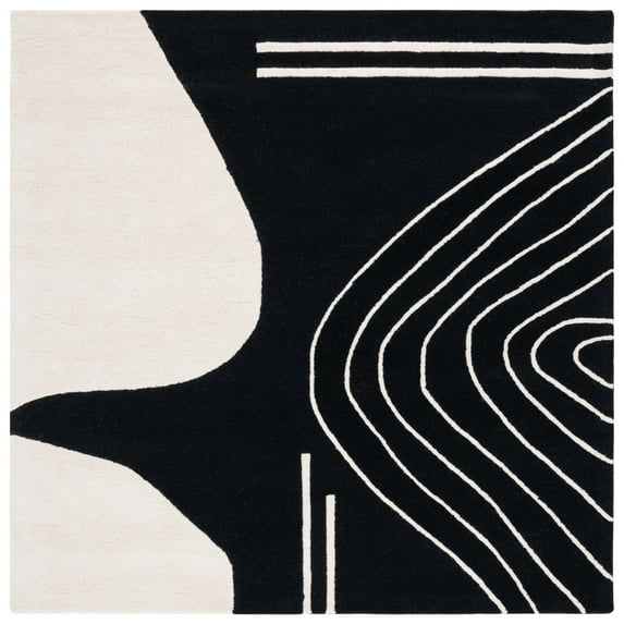 SAFAVIEH Rodeo Drive Dusan Abstract Area Rug, Black/Ivory, 6' x 6' Square