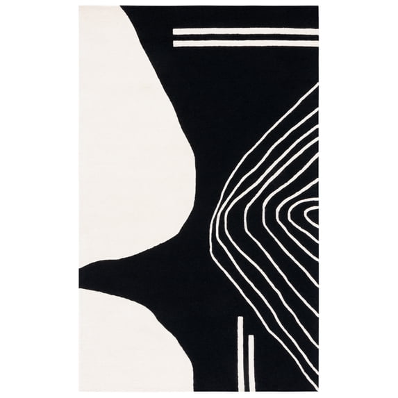 SAFAVIEH Rodeo Drive Dusan Abstract Area Rug, Black/Ivory, 9' x 12'