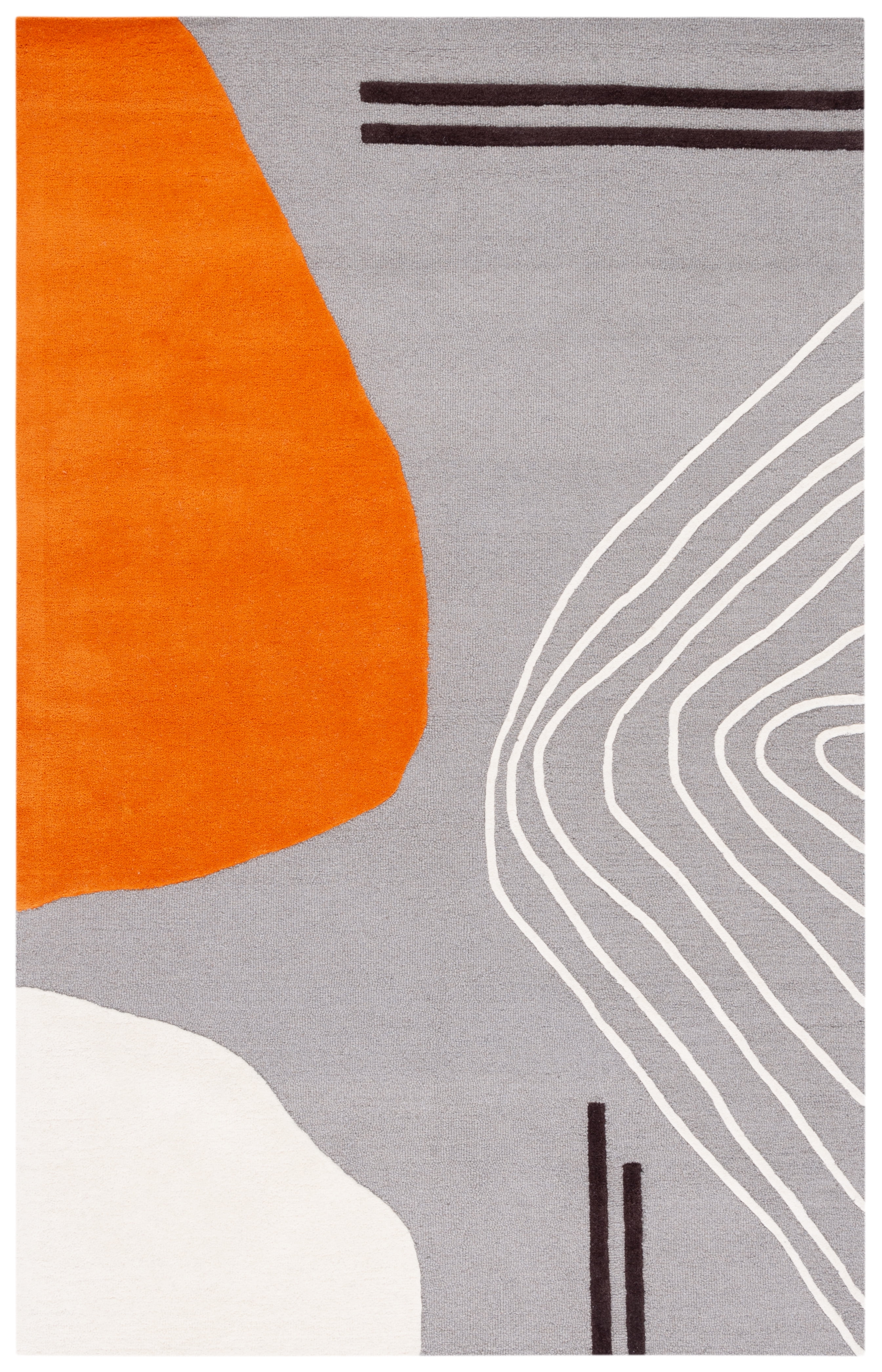 Rodeo Drive 5' x 8' Gray and Rust Wool Abstract Area Rug