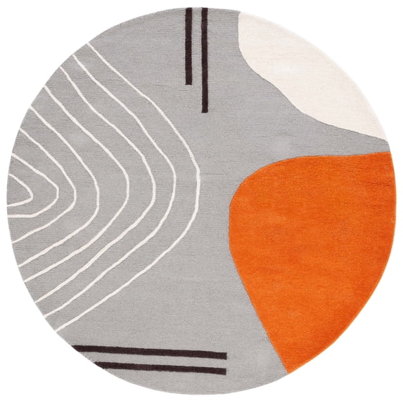 SAFAVIEH Rodeo Drive Dusan Abstract Area Rug, Gray/Rust, 6' x 6' Round