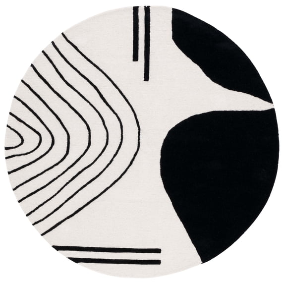 SAFAVIEH Rodeo Drive Dusan Abstract Area Rug, Ivory/Black, 4' x 4' Round