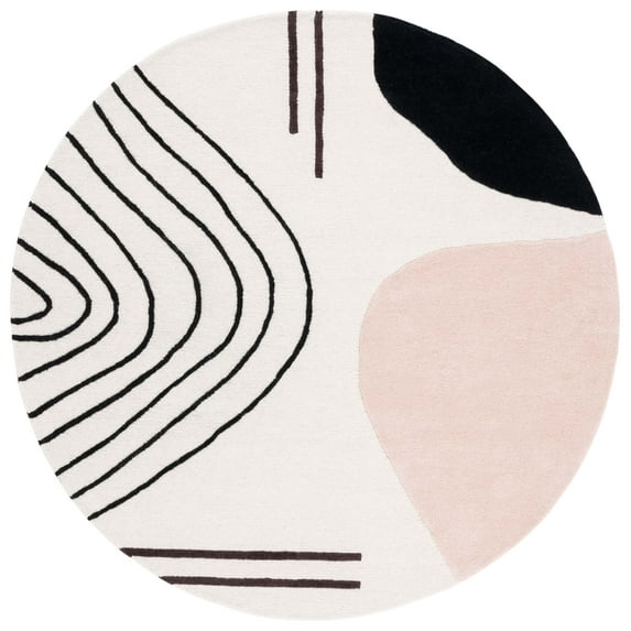SAFAVIEH Rodeo Drive Dusan Abstract Area Rug, Ivory/Blush, 6' x 6' Round