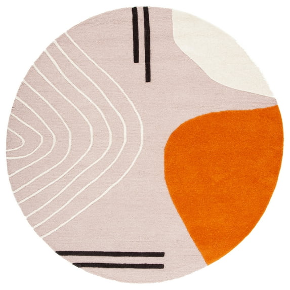 SAFAVIEH Rodeo Drive Dusan Abstract Area Rug, Ivory/Light Pink, 4' x 4' Round