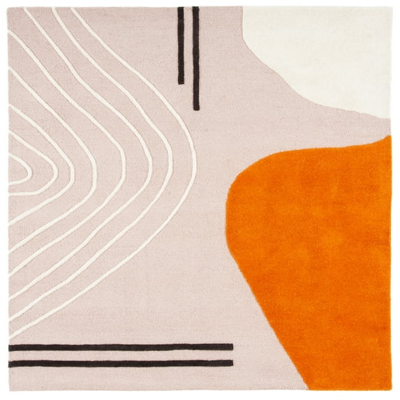 SAFAVIEH Rodeo Drive Dusan Abstract Area Rug, Ivory/Light Pink, 6' x 6' Square
