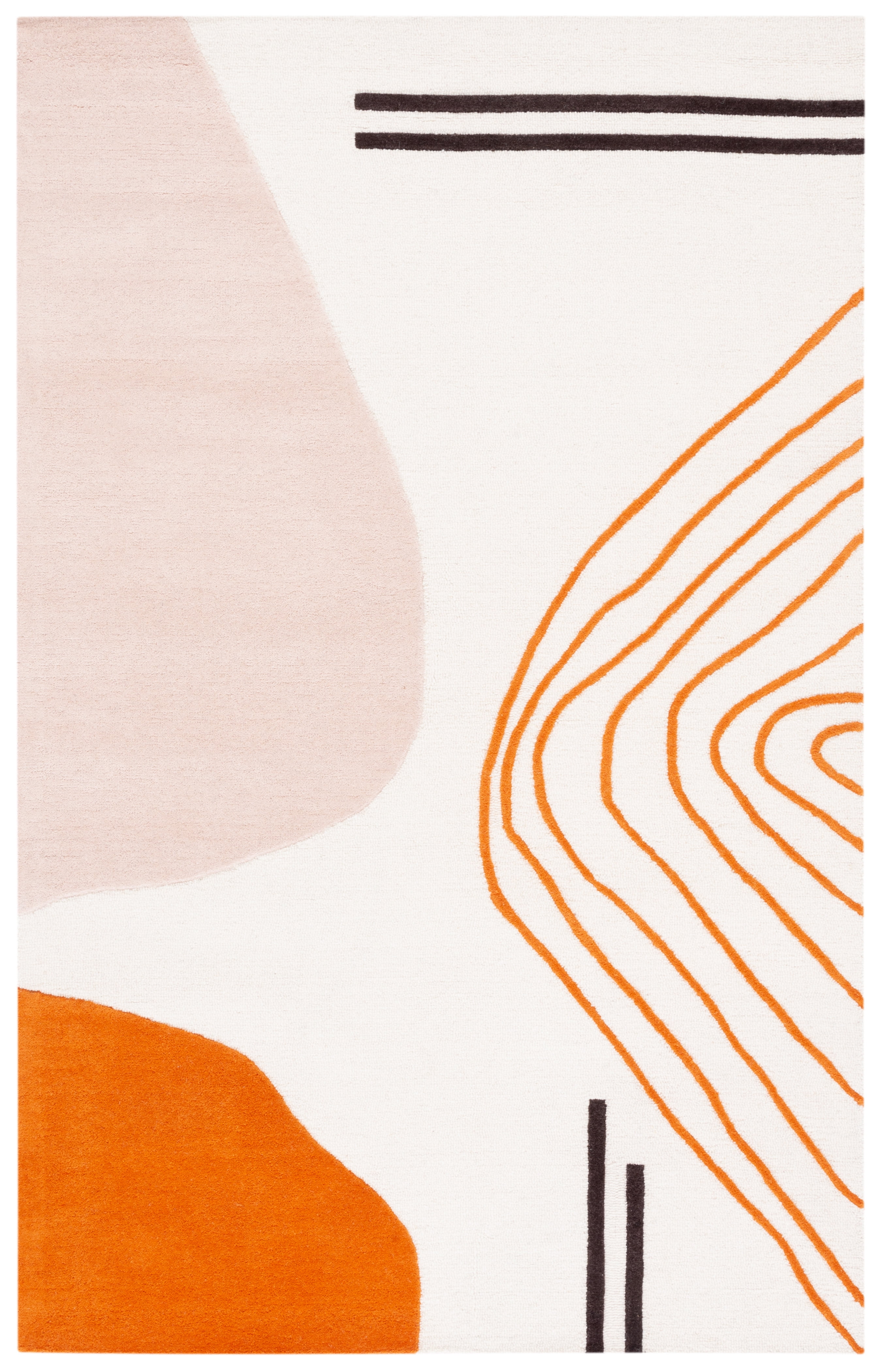 Ivory & Rust Hand-Tufted Wool Abstract 3'x5' Area Rug