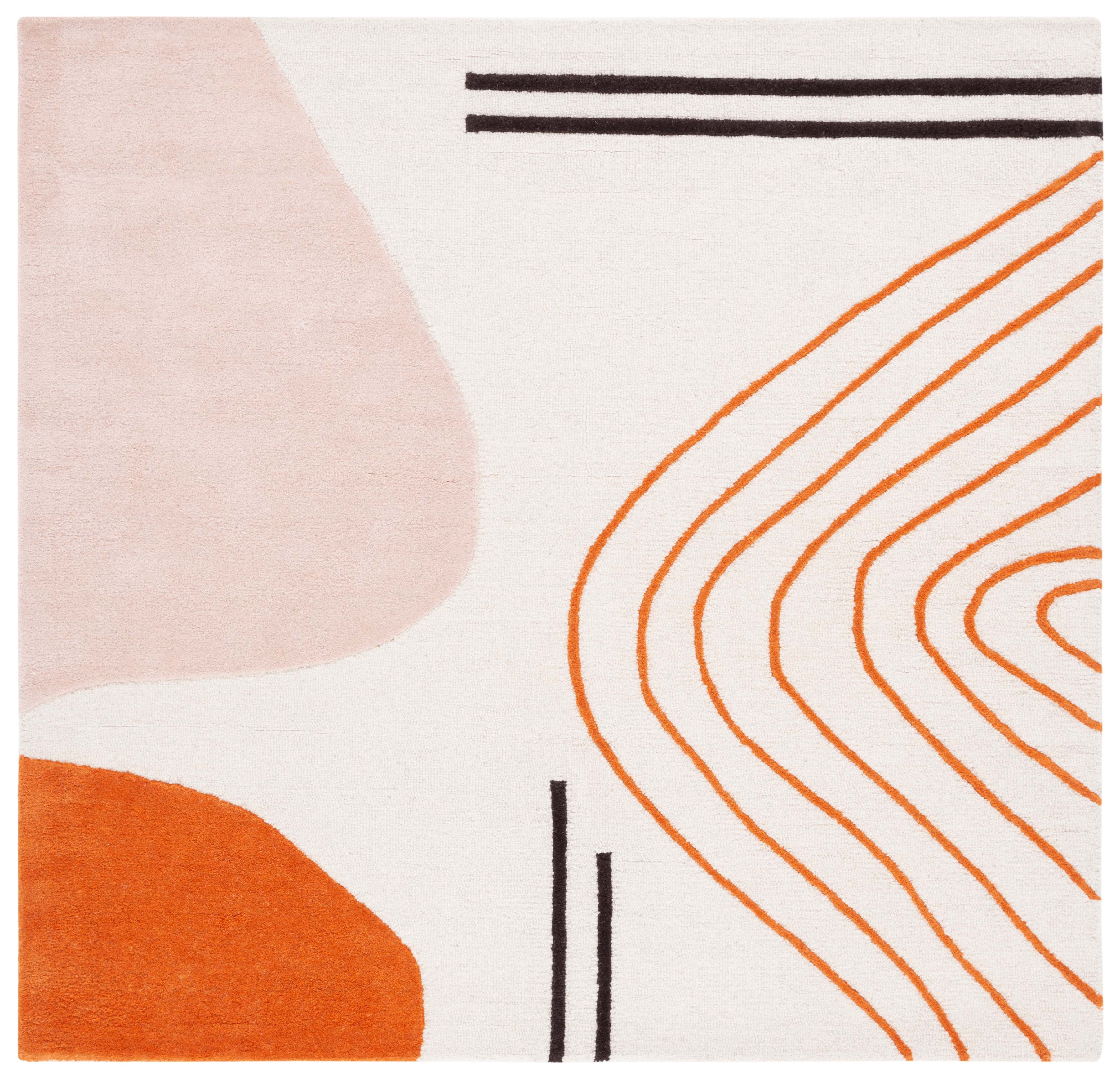 SAFAVIEH Rodeo Drive Dusan Abstract Area Rug, Ivory/Rust, 6' x 6' Square