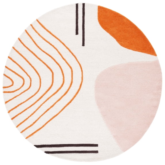 SAFAVIEH Rodeo Drive Dusan Abstract Area Rug, Ivory/Rust, 8' x 8' Round