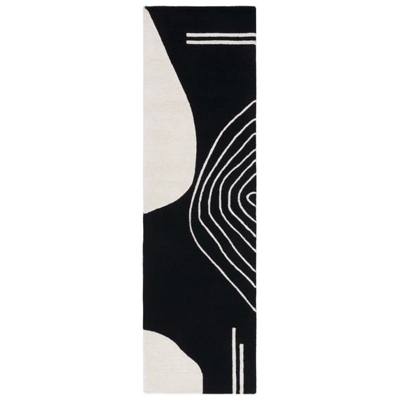 SAFAVIEH Rodeo Drive Dusan Abstract Runner Rug, Black/Ivory, 2'3" x 12'