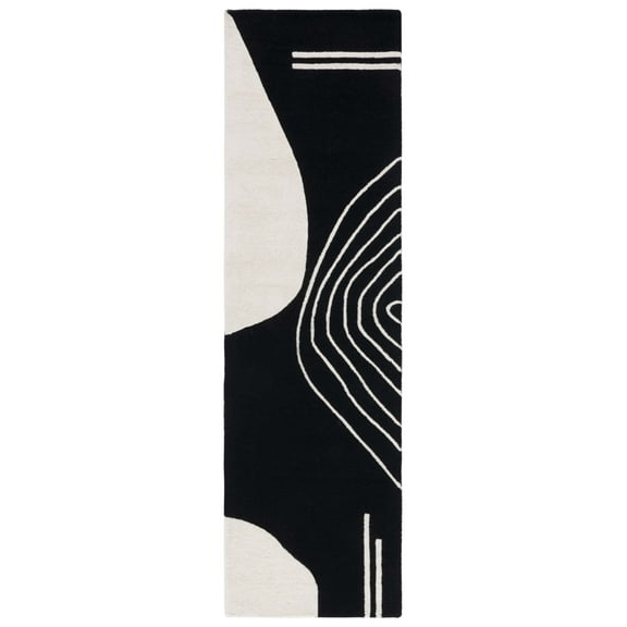 SAFAVIEH Rodeo Drive Dusan Abstract Runner Rug, Black/Ivory, 2'3" x 12'