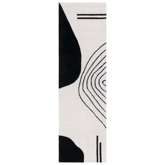 SAFAVIEH Rodeo Drive Dusan Abstract Runner Rug, Ivory/Black, 2'3" x 10'