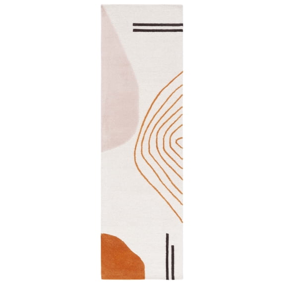 SAFAVIEH Rodeo Drive Dusan Abstract Runner Rug, Ivory/Rust, 2'3" x 12'