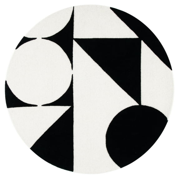 SAFAVIEH Rodeo Drive Eliza Abstract Area Rug, Ivory/Black, 6' x 6' Round