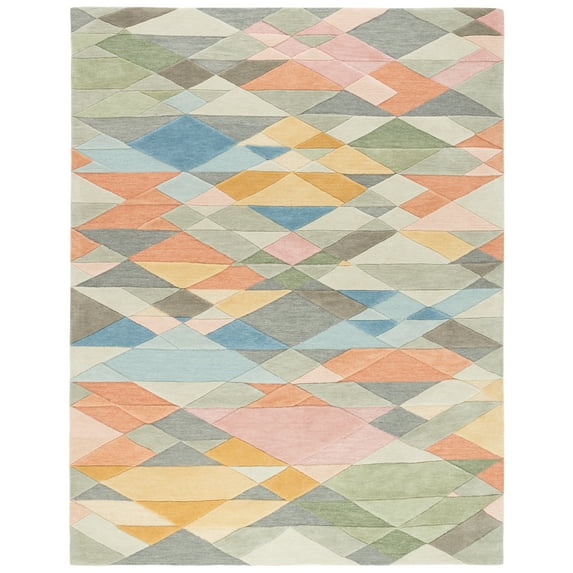 SAFAVIEH Rodeo Drive Elvin Geometric Area Rug, Grey/Blush, 9' x 12'