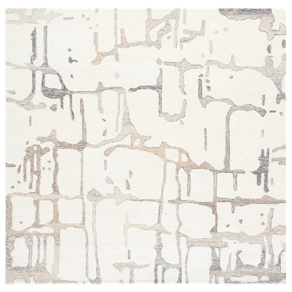 SAFAVIEH Rodeo Drive Flowers Abstract Area Rug, Natural/Ivory, 6' x 6' Square