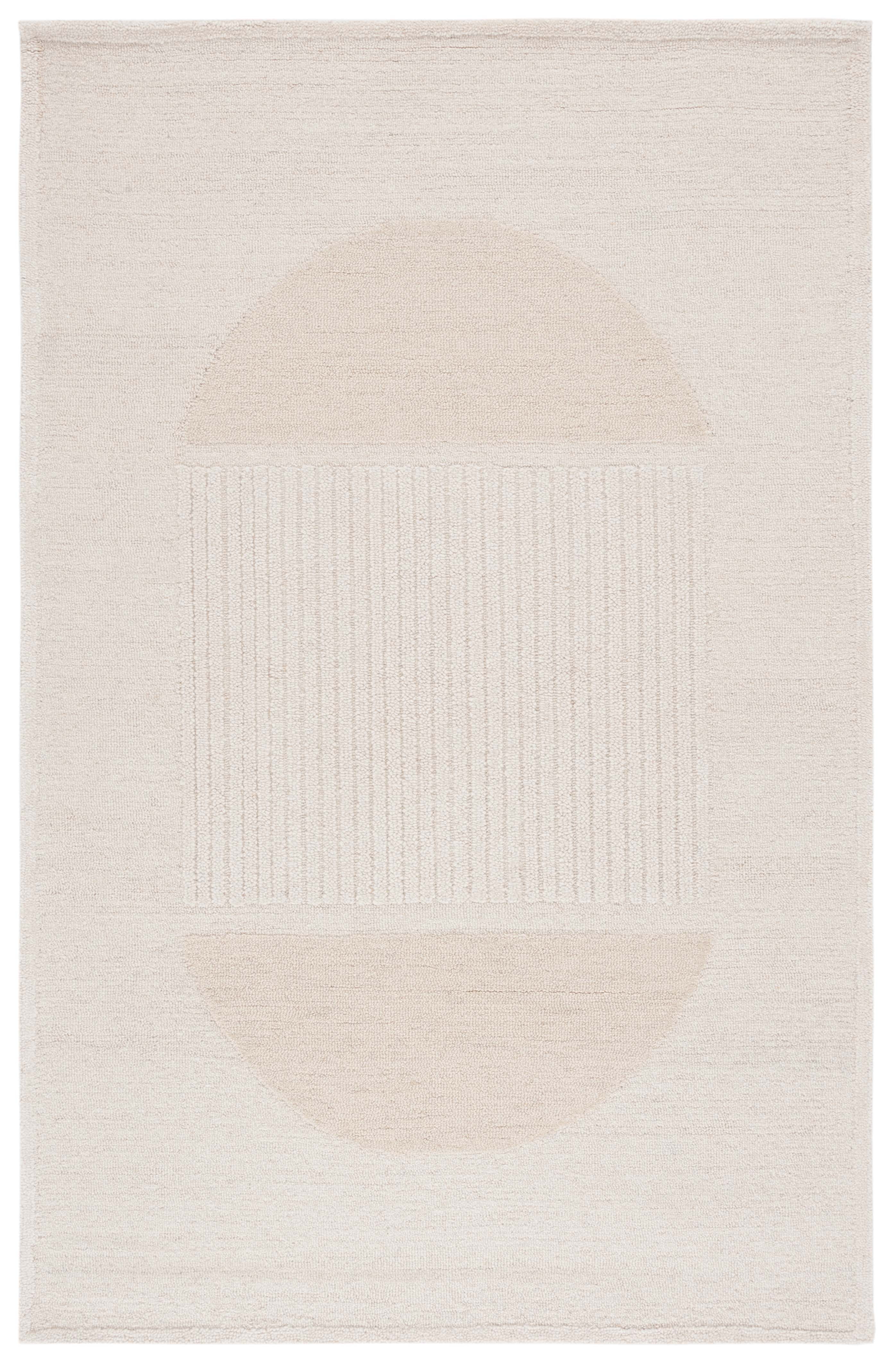 Ivory Beige Hand-Tufted Wool Rectangular Area Rug 4' x 6'