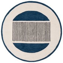 SAFAVIEH Rodeo Drive Gertrude Abstract Area Rug, Ivory/Navy, 6' x 6' Round