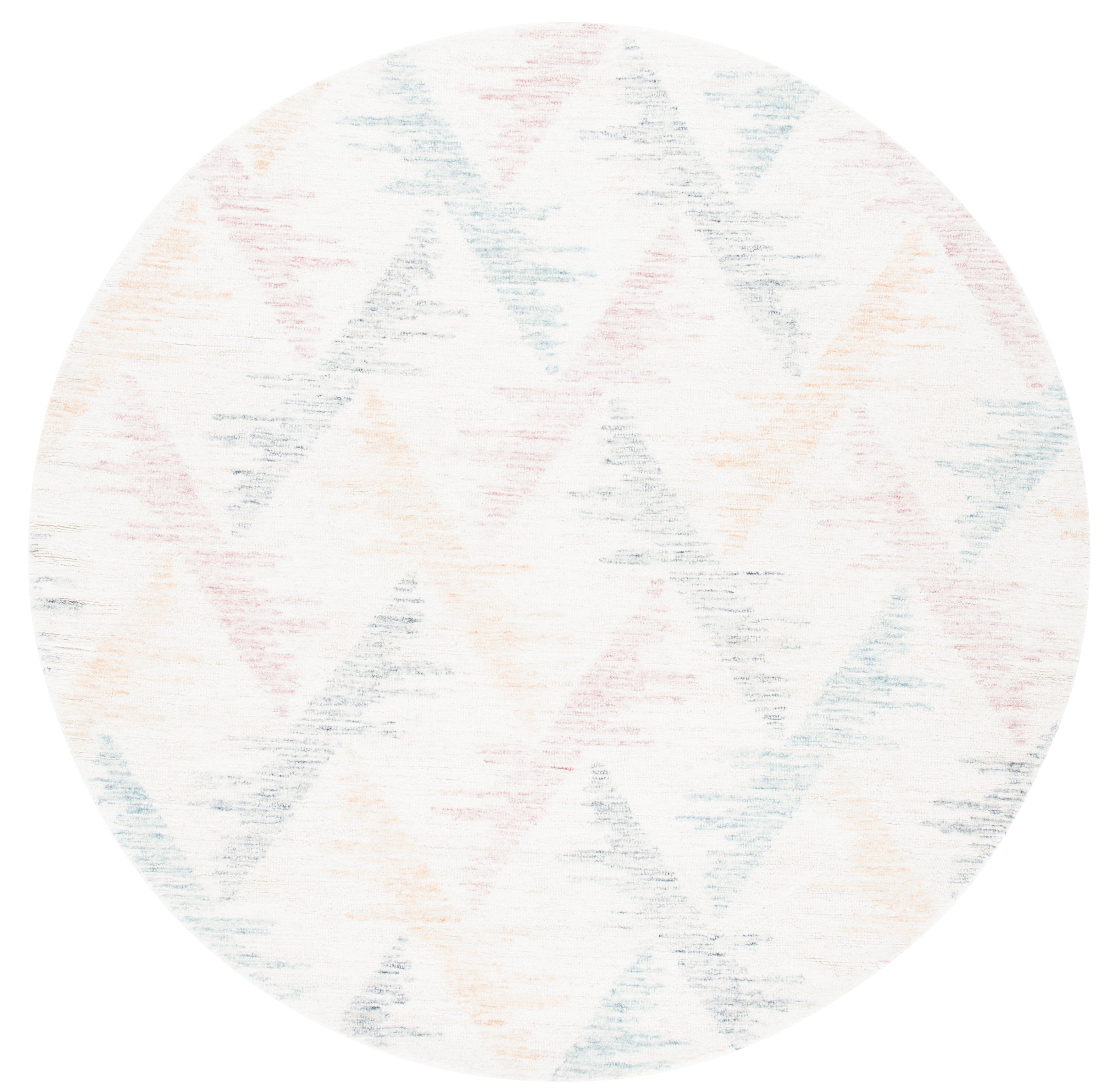 SAFAVIEH Rodeo Drive Henderson Geometric Area Rug, Ivory/Blue, 6' x 6' Round