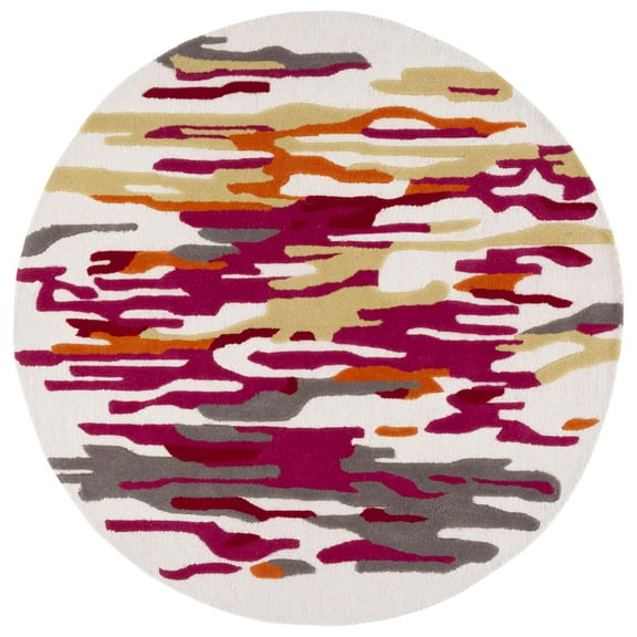 SAFAVIEH Rodeo Drive Jesper Abstract Area Rug, Ivory/Red, 6' x 6' Round