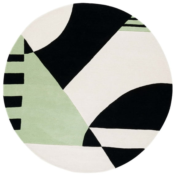 SAFAVIEH Rodeo Drive Kenneth Abstract Area Rug, Black/Green, 6' x 6' Round
