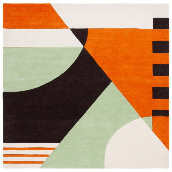 SAFAVIEH Rodeo Drive Kenneth Abstract Area Rug, Green/Brown, 6' x 6' Square