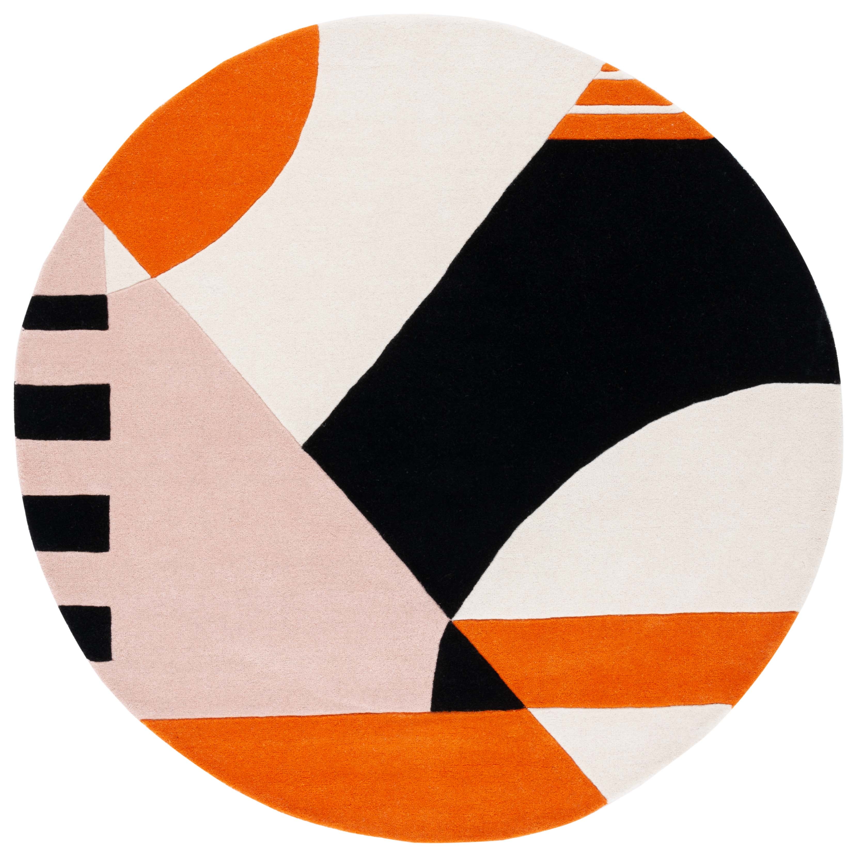 SAFAVIEH Rodeo Drive Kenneth Abstract Area Rug, Ivory/Rust, 6' x 6' Round