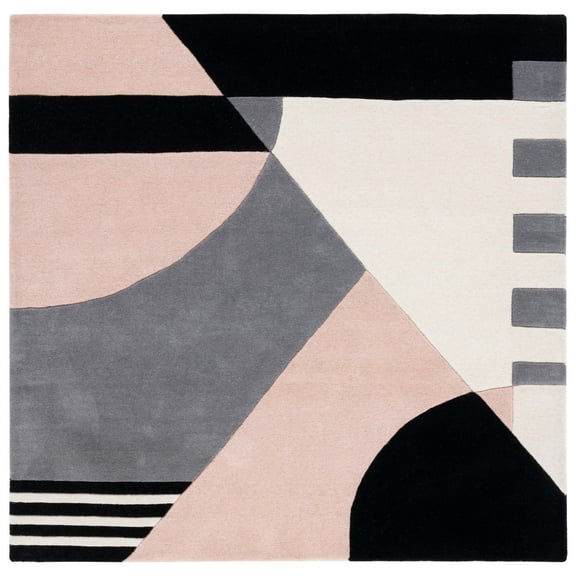 SAFAVIEH Rodeo Drive Kenneth Abstract Area Rug, Pink/Ivory, 6' x 6' Square