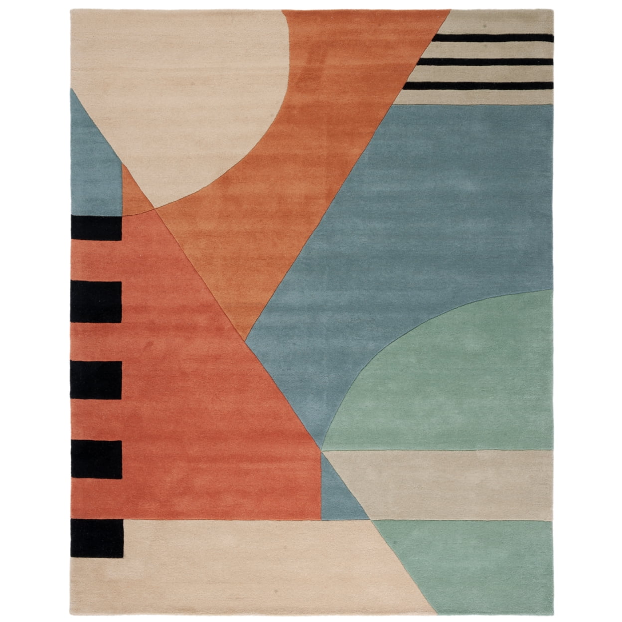 Rodeo Drive 6' x 9' Blue and Orange Wool Hand-Tufted Area Rug