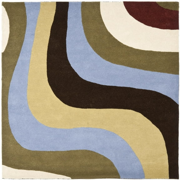 SAFAVIEH Rodeo Drive Kuzman Abstract Wool Area Rug, Blue/Multi, 6' x 6' Square