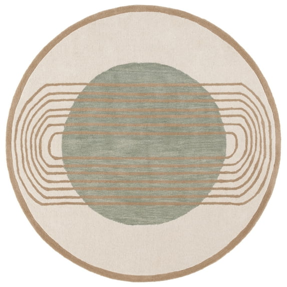 SAFAVIEH Rodeo Drive Lorin Abstract Area Rug, Ivory/Blue, 6' x 6' Round