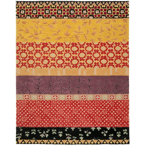 SAFAVIEH Rodeo Drive Luis Floral Geometric Wool Area Rug, Rust/Gold, 8' x 11'