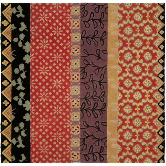 SAFAVIEH Rodeo Drive Luis Floral Geometric Wool Area Rug, Rust/Gold, 8' x 8' Square