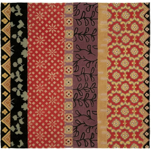 SAFAVIEH Rodeo Drive Luis Floral Geometric Wool Area Rug, Rust/Gold, 8' x 8' Square