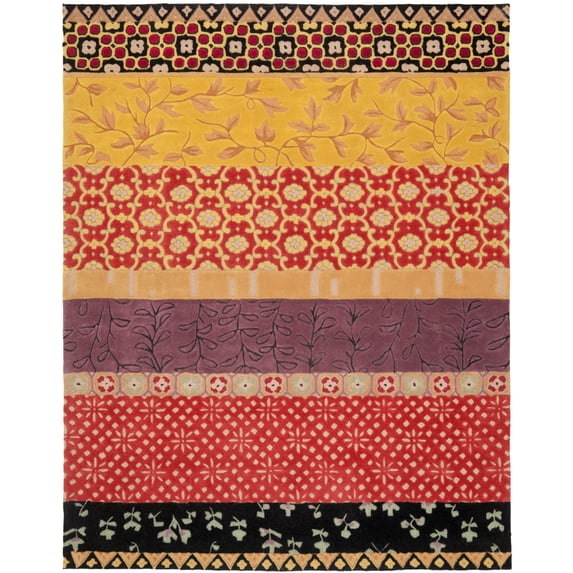 SAFAVIEH Rodeo Drive Luis Floral Geometric Wool Runner Rug, Rust/Gold, 2'6" x 14'